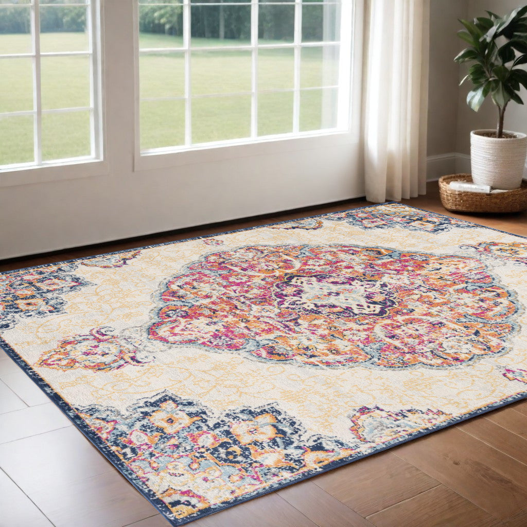 5’ X 7’ Cream Oriental Dhurrie Area Rug - Area Rugs