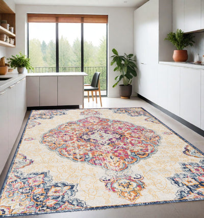 5’ X 7’ Cream Oriental Dhurrie Area Rug - Area Rugs