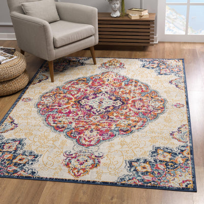 5’ X 7’ Cream Oriental Dhurrie Area Rug - Area Rugs