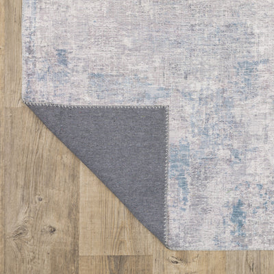 5’ X 7’ Grey And Blue Abstract Power Loom Stain Resistant Area Rug - Area Rugs