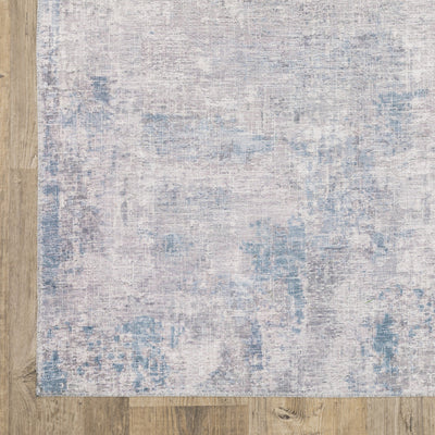 5’ X 7’ Grey And Blue Abstract Power Loom Stain Resistant Area Rug - Area Rugs
