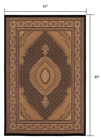 5’ x 8’ Black and Beige Medallion Area Rug - 5x8 - Area Rugs