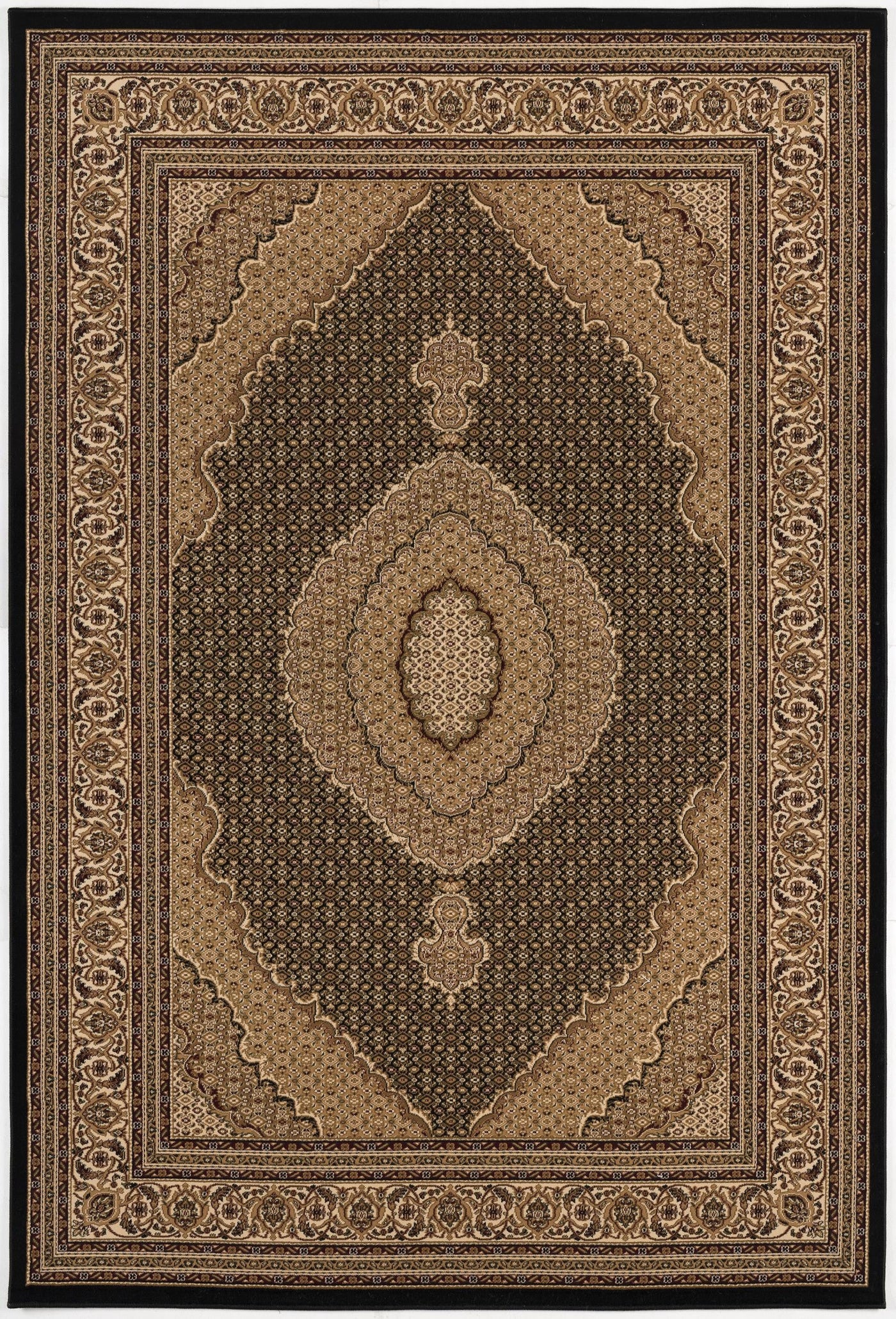 5’ x 8’ Black and Beige Medallion Area Rug - 5x8 - Area Rugs