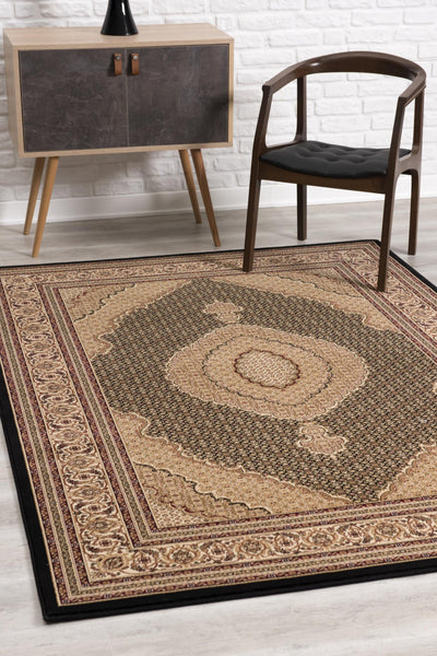 5’ x 8’ Black and Beige Medallion Area Rug - 5x8 - Area Rugs