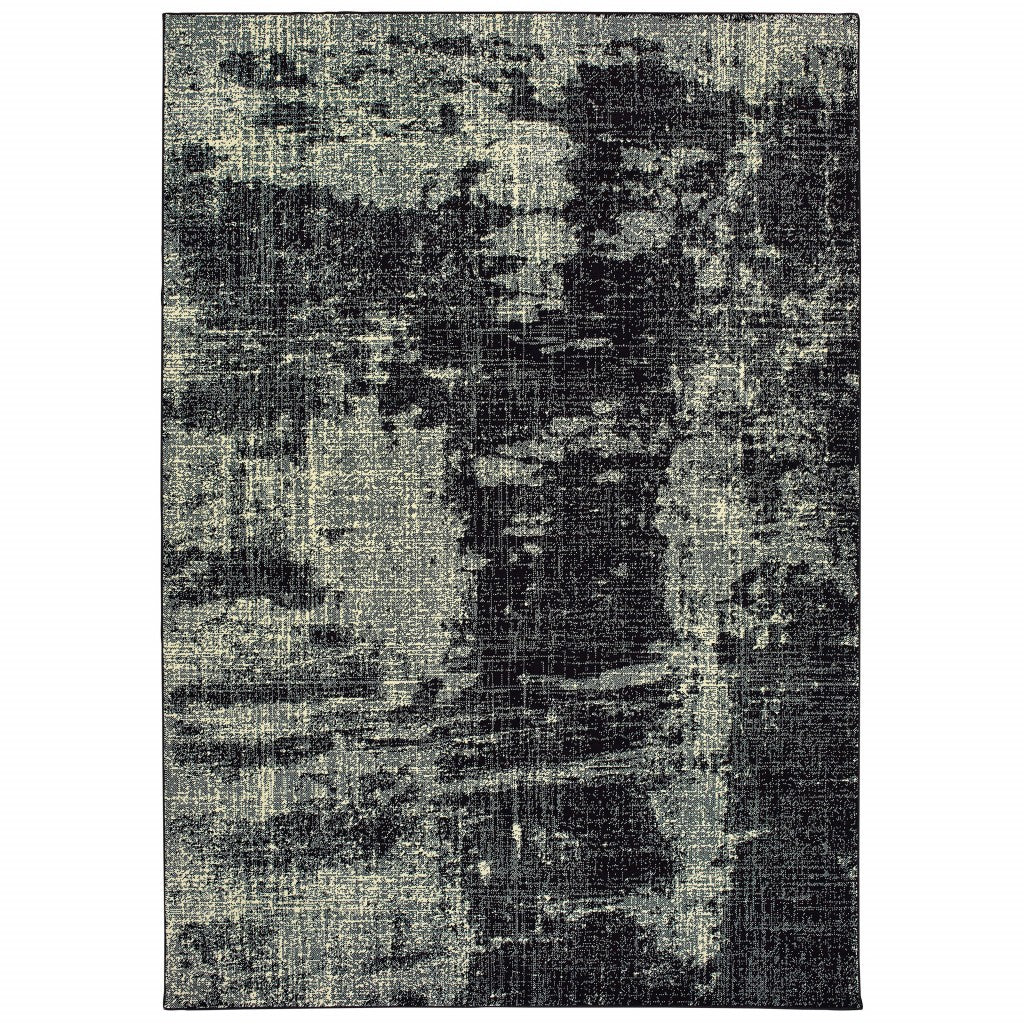 5’ X 8’ Black Ivory Machine Woven Abstract Indoor Area Rug - Area Rugs