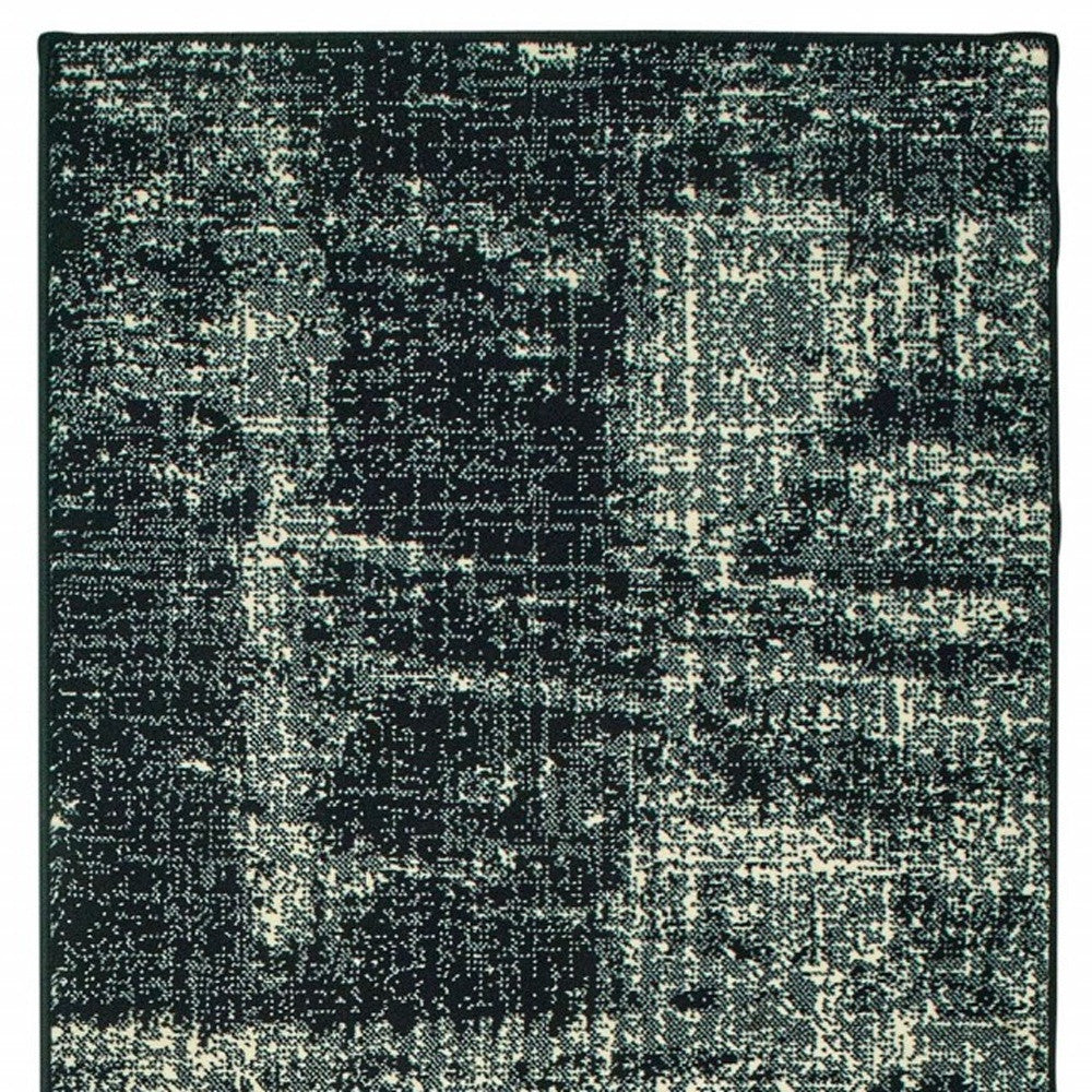 8’ Black Ivory Machine Woven Abstract Indoor Runner Rug - 8’ Runner - Area Rugs