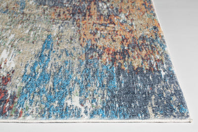 5’ X 8’ Blue And Beige Abstract Dhurrie Area Rug - Area Rugs