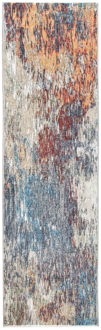 5’ X 8’ Blue And Beige Abstract Dhurrie Area Rug - Area Rugs