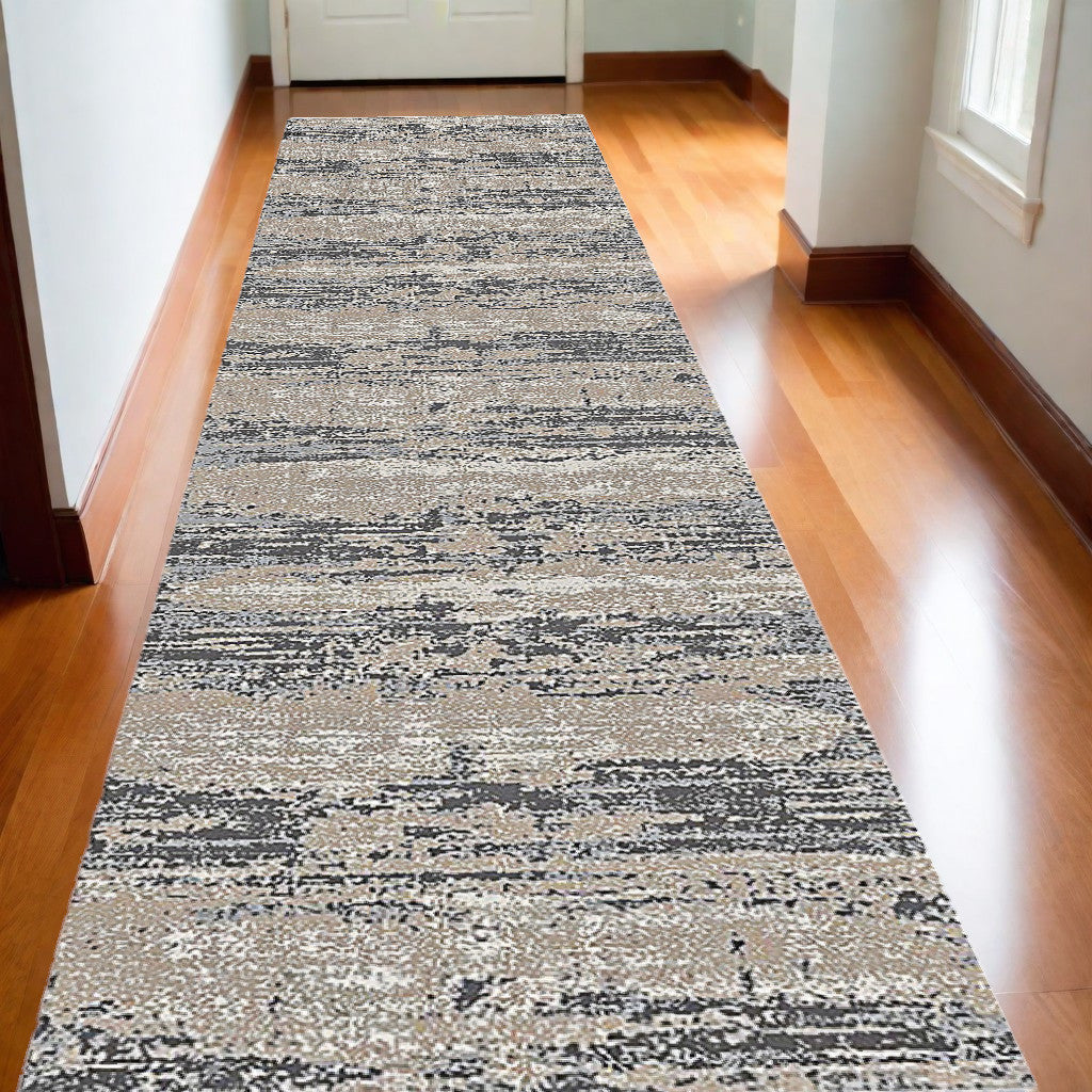 5’ X 8’ Blue and Gray Abstract Power Loom Area Rug - 2’8’’ x 10’ - Area Rugs