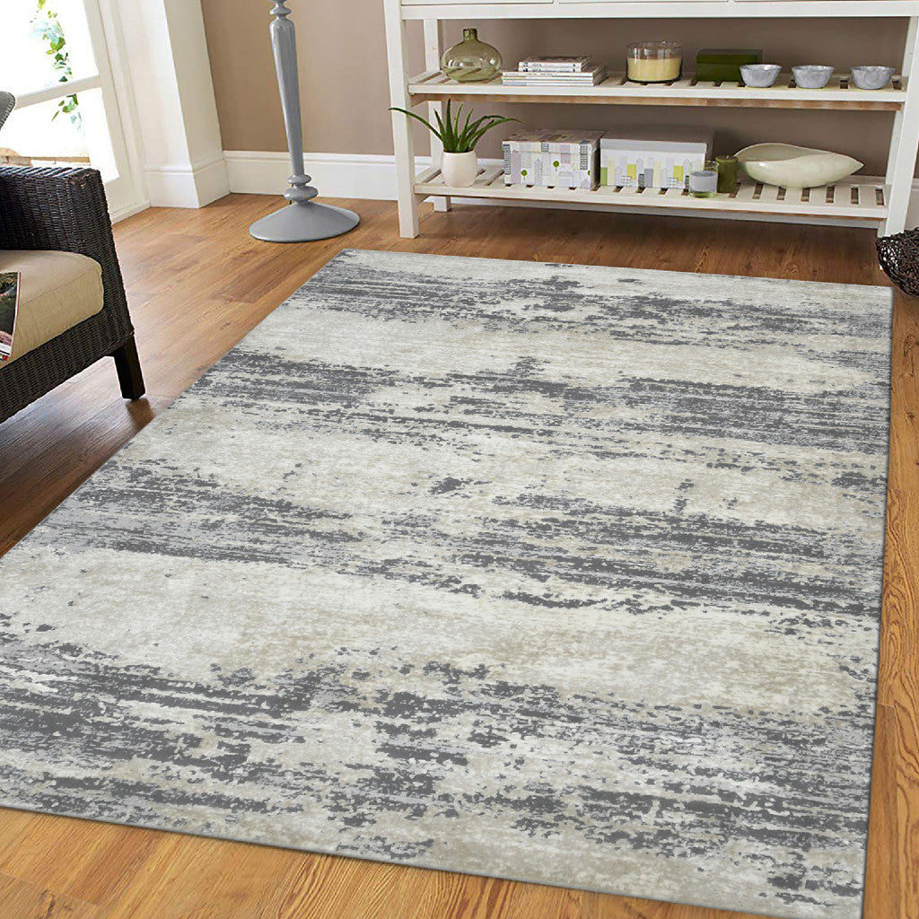 5’ X 8’ Blue and Gray Abstract Power Loom Area Rug - Area Rugs