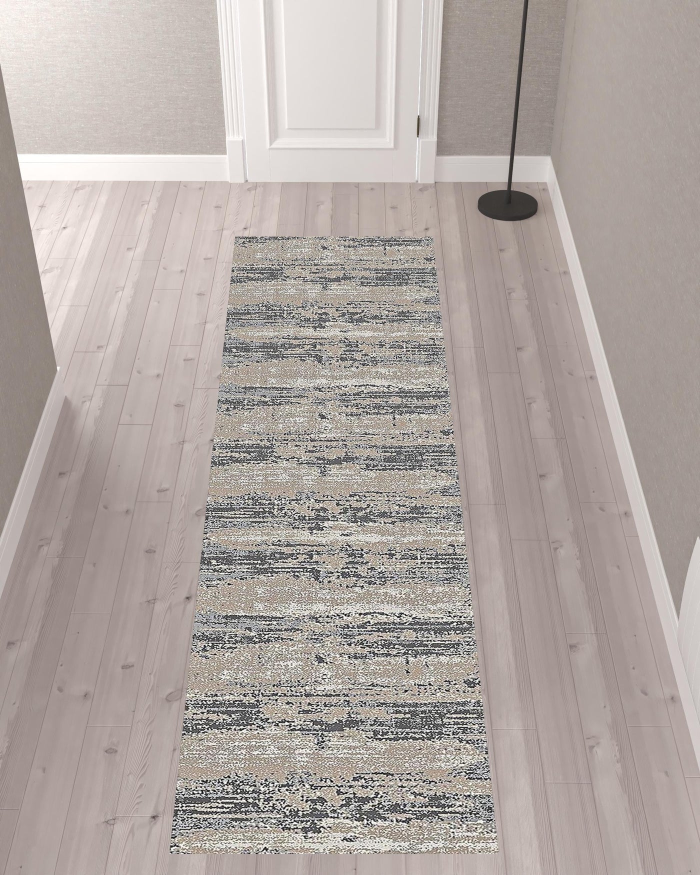 10’ Blue and Gray Abstract Power Loom Runner Rug - 2’8’ x 10’ - Area Rugs