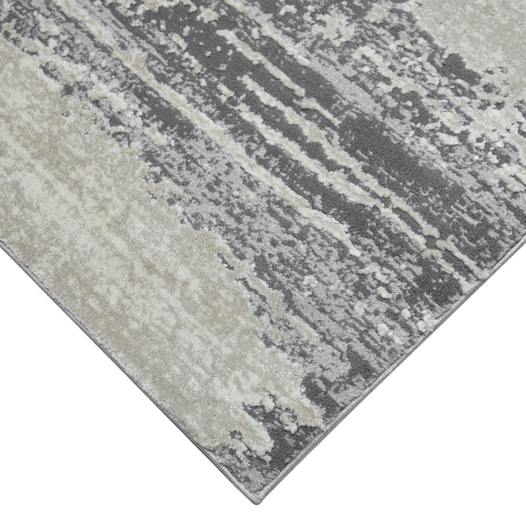 10’ Blue and Gray Abstract Power Loom Runner Rug - Area Rugs