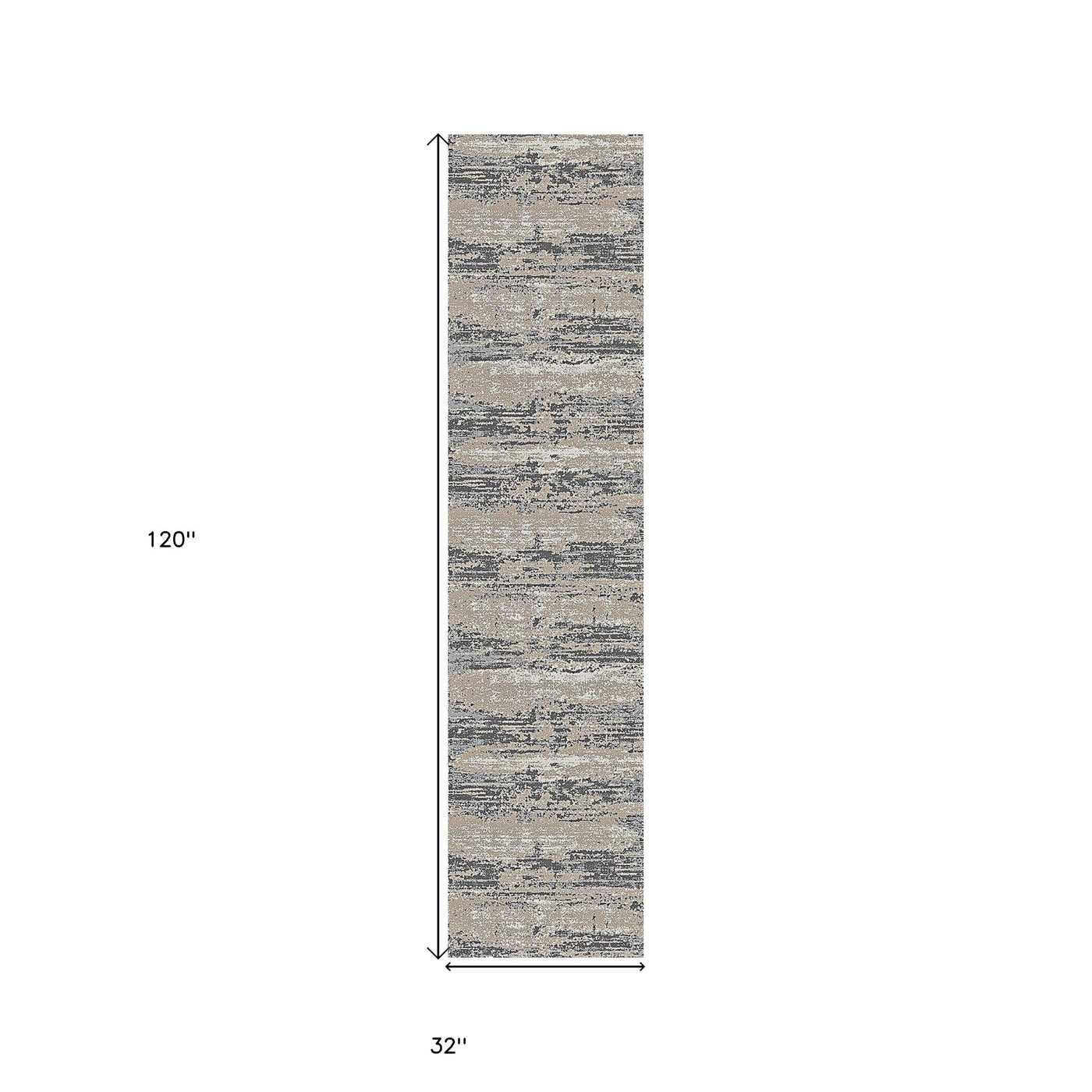 10’ Blue and Gray Abstract Power Loom Runner Rug - Area Rugs