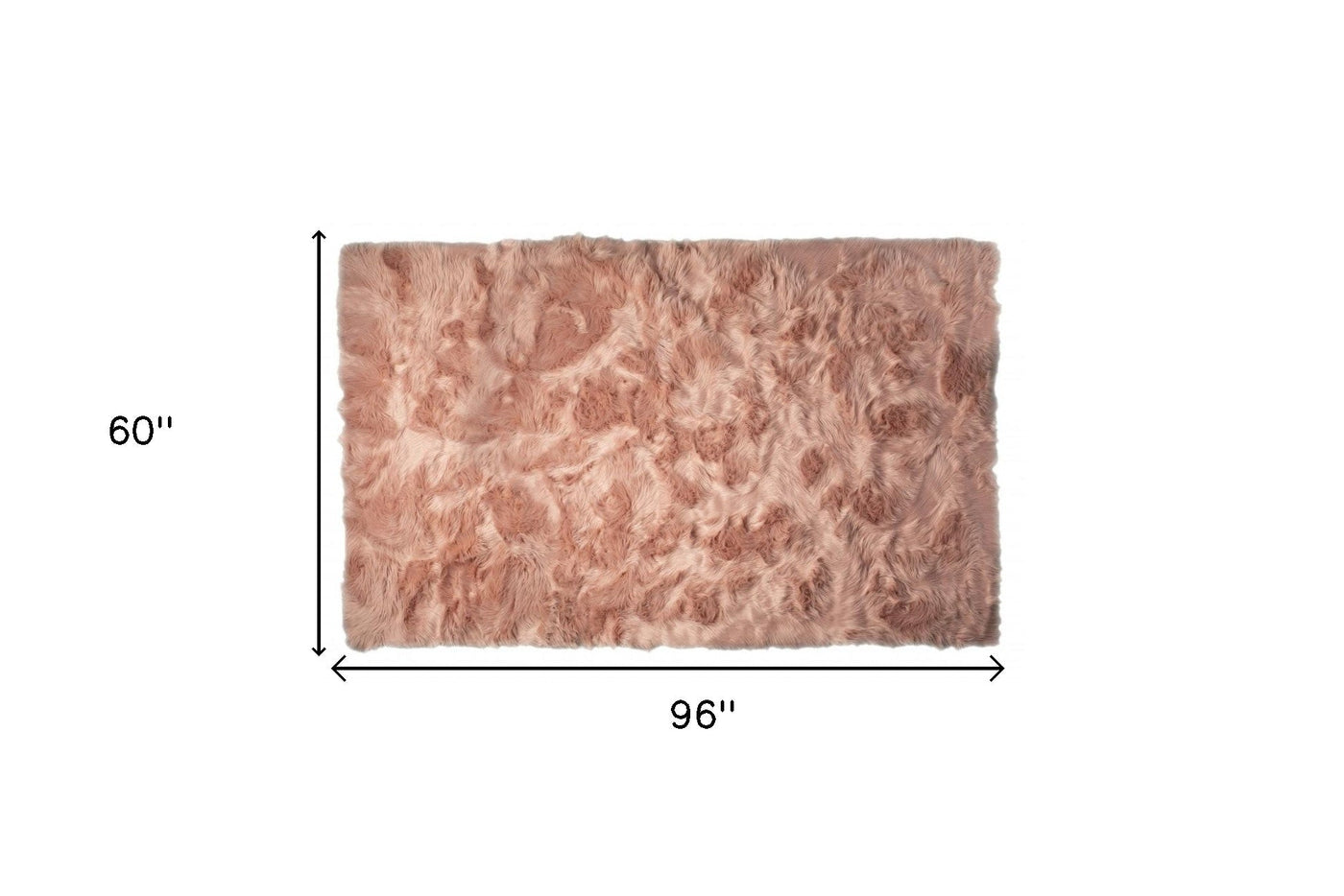 5’ X 8’ Dusty Rose Faux Fur Non Skid Area Rug - Area Rugs