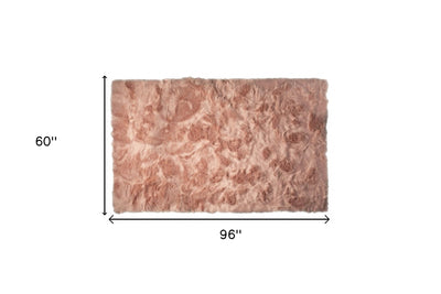 5’ X 8’ Dusty Rose Faux Fur Non Skid Area Rug - Area Rugs