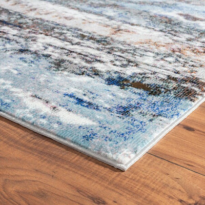 5’ X 8’ Shades of Blue and Gray Abstract Marble Area Rug - Area Rugs