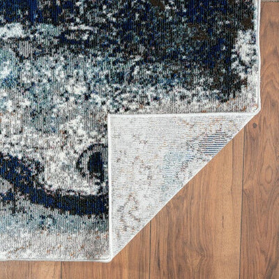 5’ X 8’ Shades of Blue and Gray Abstract Marble Area Rug - Area Rugs