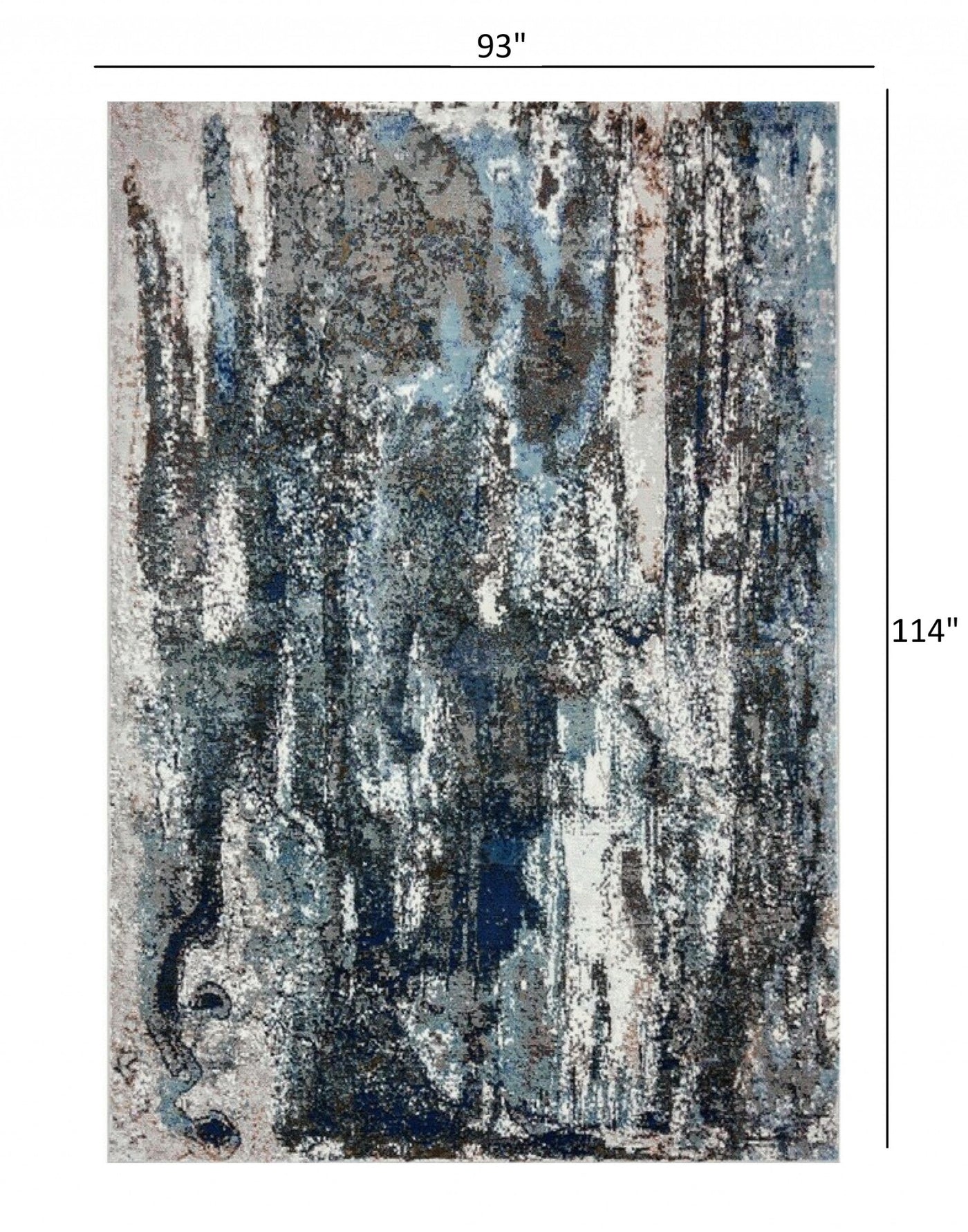 5’ X 8’ Shades of Blue and Gray Abstract Marble Area Rug - Area Rugs