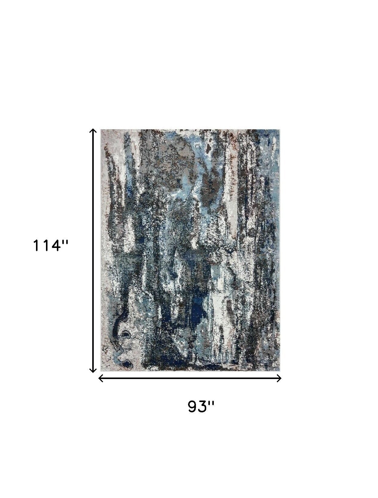 5’ X 8’ Shades of Blue and Gray Abstract Marble Area Rug - Area Rugs