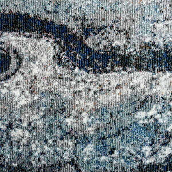 5’ X 8’ Shades of Blue and Gray Abstract Marble Area Rug - Area Rugs