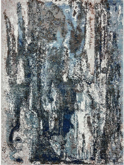 5’ X 8’ Shades of Blue and Gray Abstract Marble Area Rug - Area Rugs