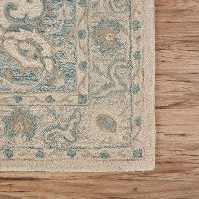 5’ x 8’ Turquoise and Cream Medallion Area Rug - Area Rugs