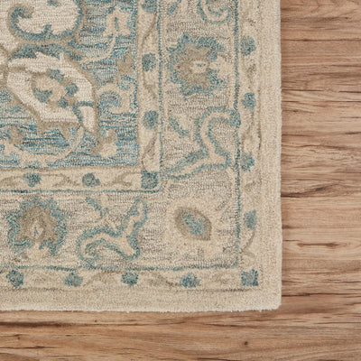 5’ X 8’ Turquoise and Cream Medallion Area Rug - Area Rugs