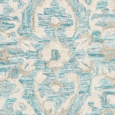 5’ X 8’ Turquoise and Cream Medallion Area Rug - Area Rugs