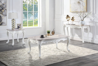52’ White And Marble Faux Marble Rectangular Coffee Table - Coffee Tables