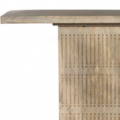 54’ Ivory Solid Wood Distressed Pedestal Console Table - Console Tables