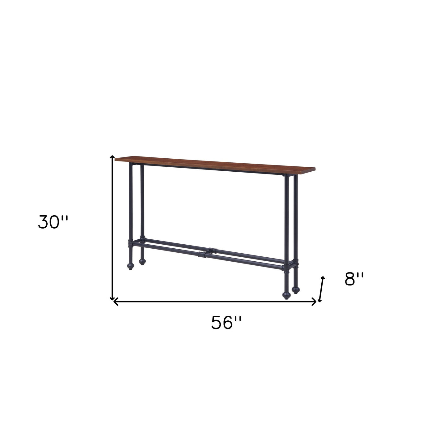 56’ Espresso and Black Console Table - Console Tables