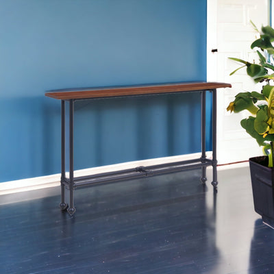 56’ Espresso and Black Console Table - Console Tables