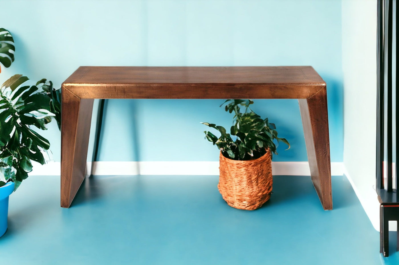 60’ Copper Aluminum Sled Console Table - Console Tables