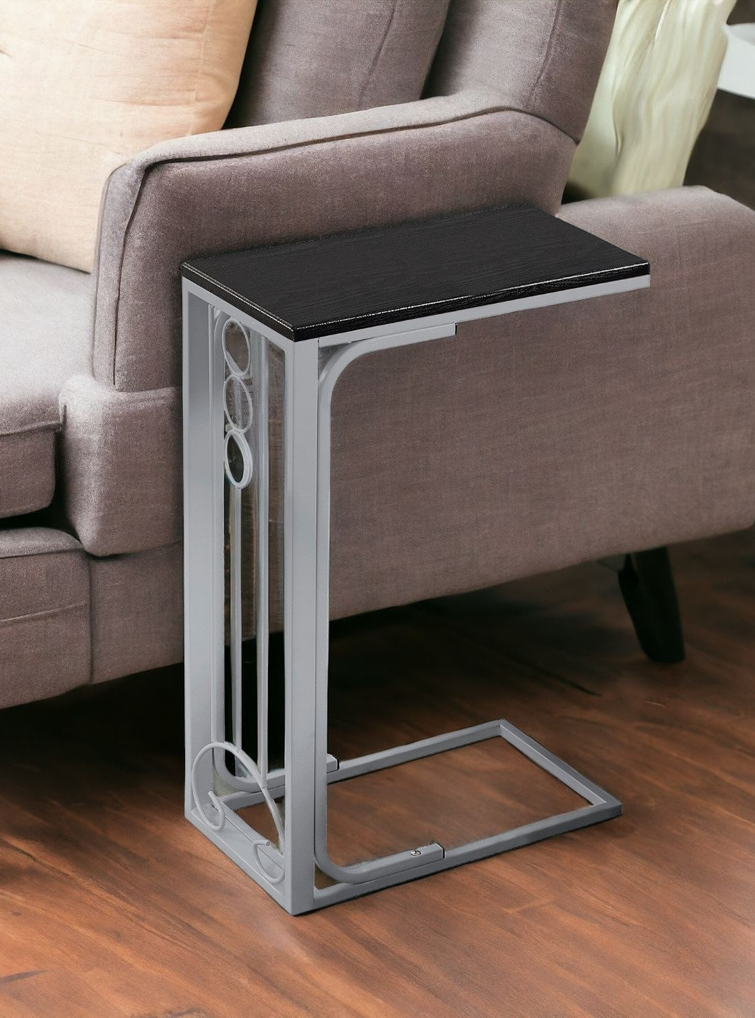 60’’ Gray And Black End Table - Dark Taupe,Black - End-Side Tables