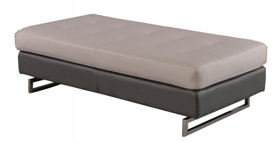 63’ Black Faux Leather And Silver Ottoman - Ottomans