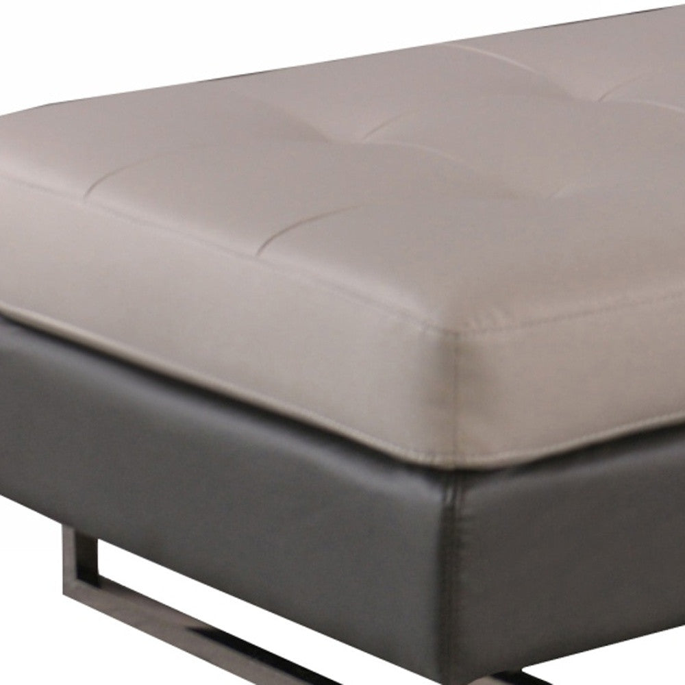 63’ Black Faux Leather And Silver Ottoman - Two Tone - Ottomans