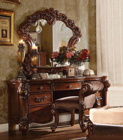 63’ Brown Peninsula Vanity Desk With 7 Drawers - Cherry - Vanity Tables
