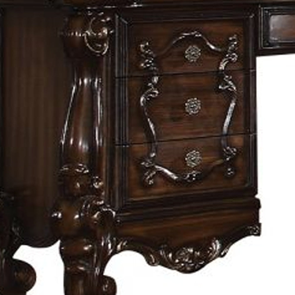 63’ Brown Peninsula Vanity Desk With 7 Drawers - Vanity Tables