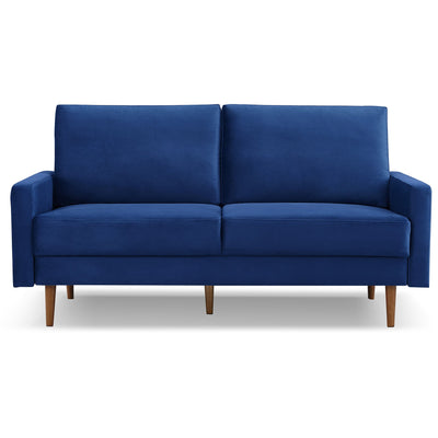 69’’ Blue Velvet Sofa With Dark Brown Legs - Sofas