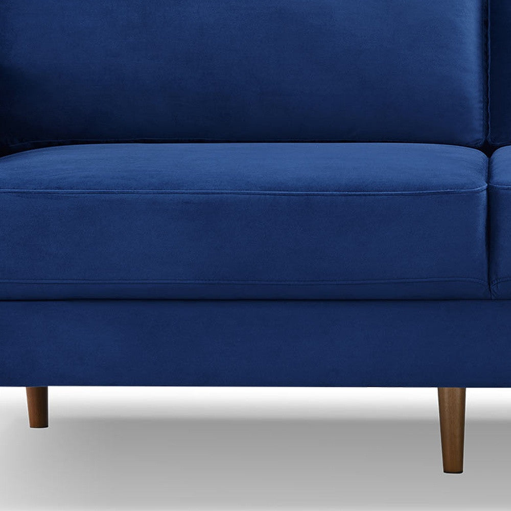 69’’ Blue Velvet Sofa With Dark Brown Legs - Sofas