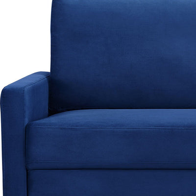 69’’ Blue Velvet Sofa With Dark Brown Legs - Sofas