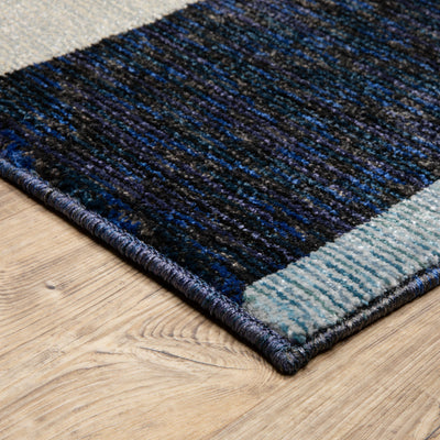 7’ x 10’ Blue and Gray Geometric Power Loom Area Rug - Area Rugs