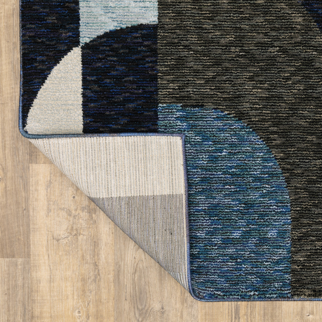 7’ x 10’ Blue and Gray Geometric Power Loom Area Rug - Area Rugs