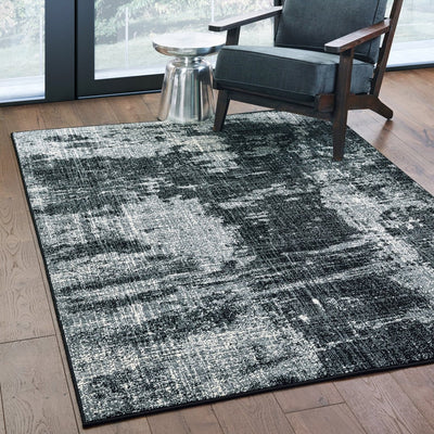 8’ Black Ivory Machine Woven Abstract Indoor Runner Rug - 10’ x 13’ - Area Rugs