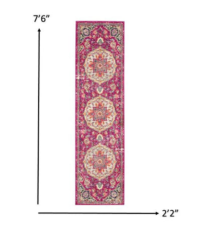 8’ Pink Dhurrie Runner Rug - 2’ x 8? - Area Rugs