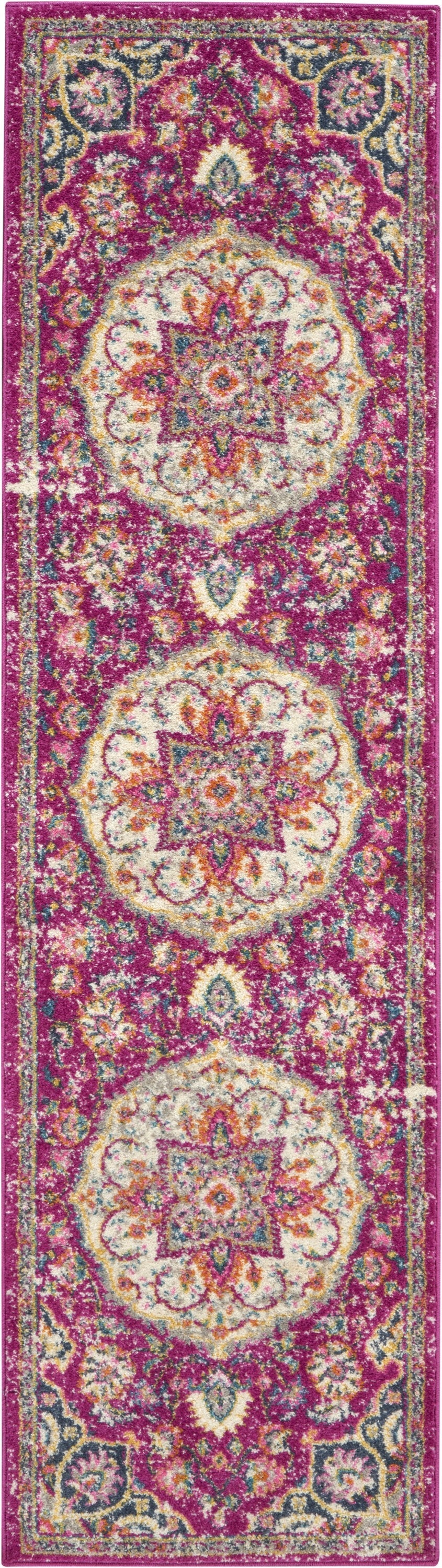 8’ Pink Dhurrie Runner Rug - Area Rugs