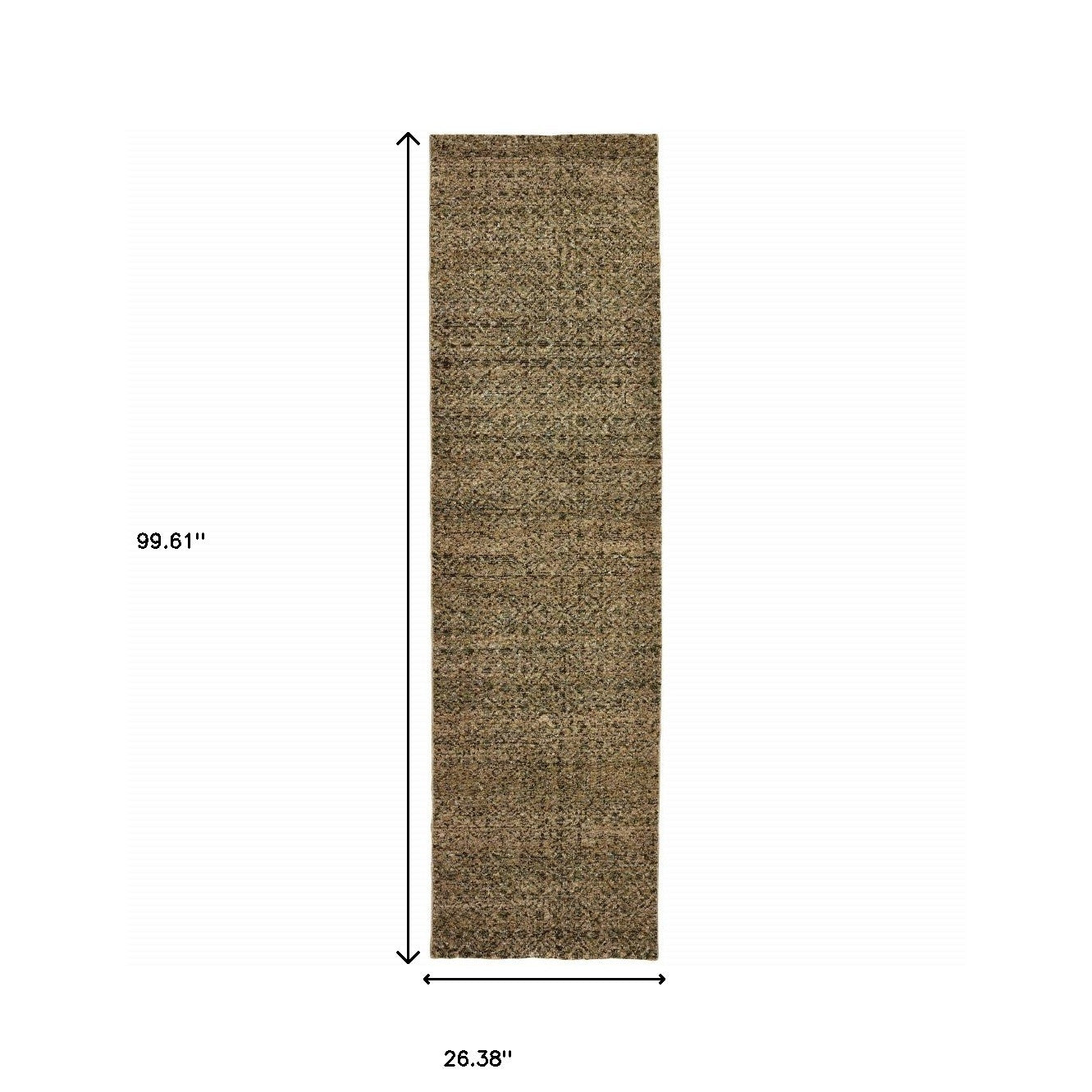 2’ X 8’ Brown Gold Rust Blue And Green Geometric Power Loom Stain Resistant Runner Rug - Area Rugs