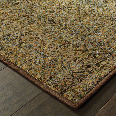 2’ X 8’ Brown Gold Rust Blue And Green Geometric Power Loom Stain Resistant Runner Rug - Area Rugs