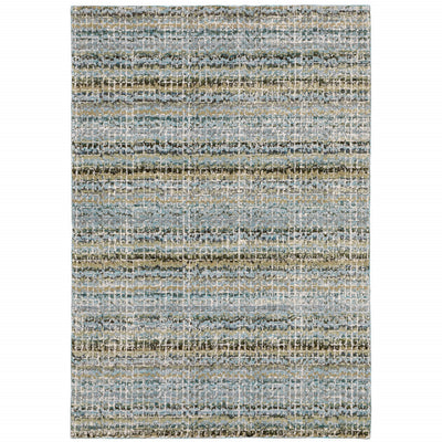 8’ X 10’ Blue Green Teal And Grey Abstract Power Loom Stain Resistant Area Rug - Area Rugs