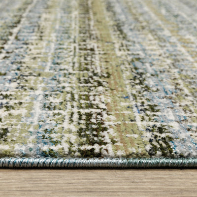 8’ X 10’ Blue Green Teal And Grey Abstract Power Loom Stain Resistant Area Rug - Area Rugs